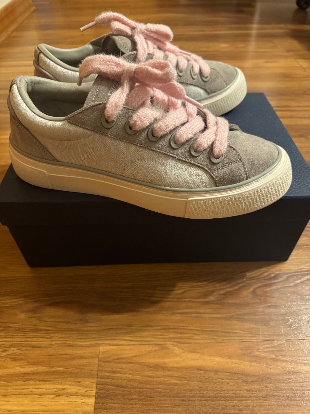 Dior B33 Tennis Suede Sneakers Gray Pink Size 45 Men’s With Box